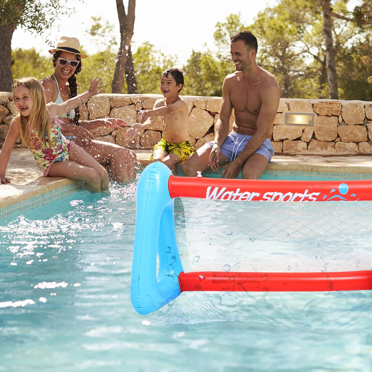 Inflatable Pool Float Set with Volleyball Net and Volleyballs Q6328