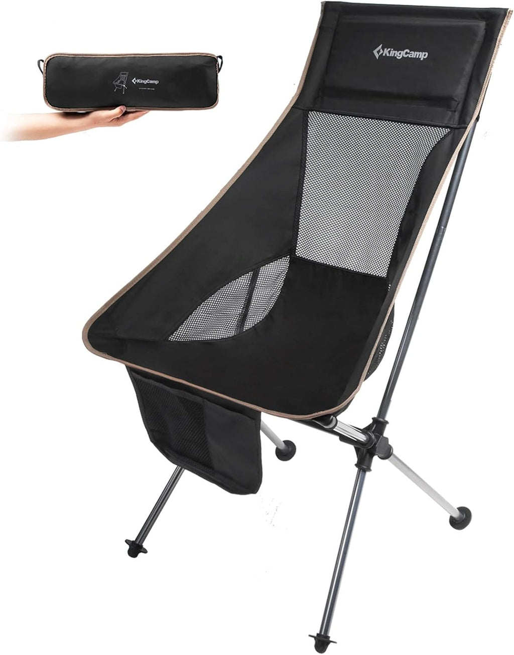Lightweight Portable Folding Camping Chair with Armrest, High Back, Carry Bag G33666