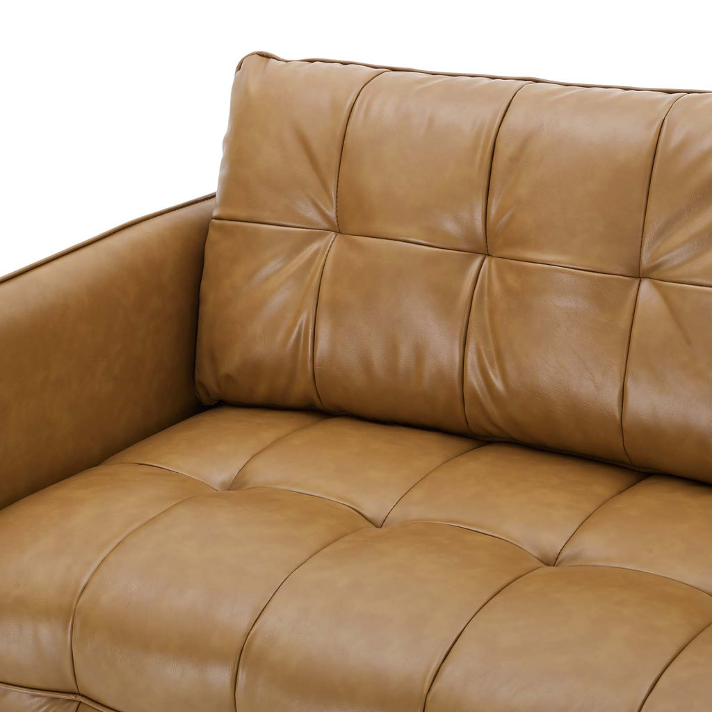 Tan Faux Leather Tufted Sofa J48748
