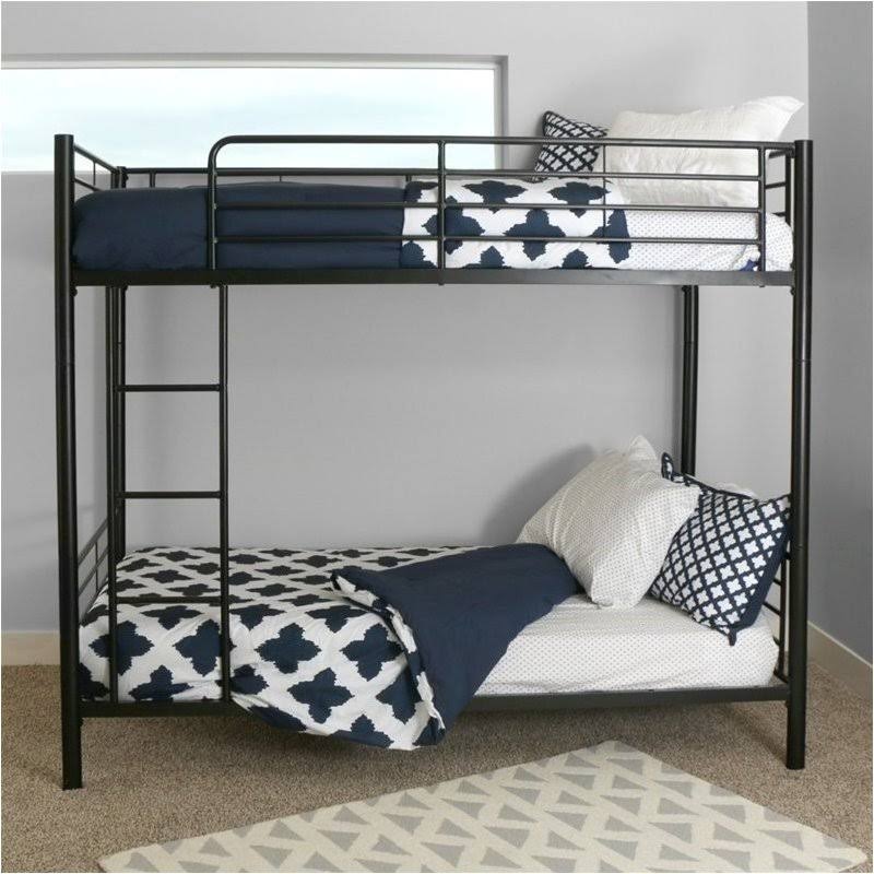 Twin Over Twin Metal Bunk Bed in Black N36329