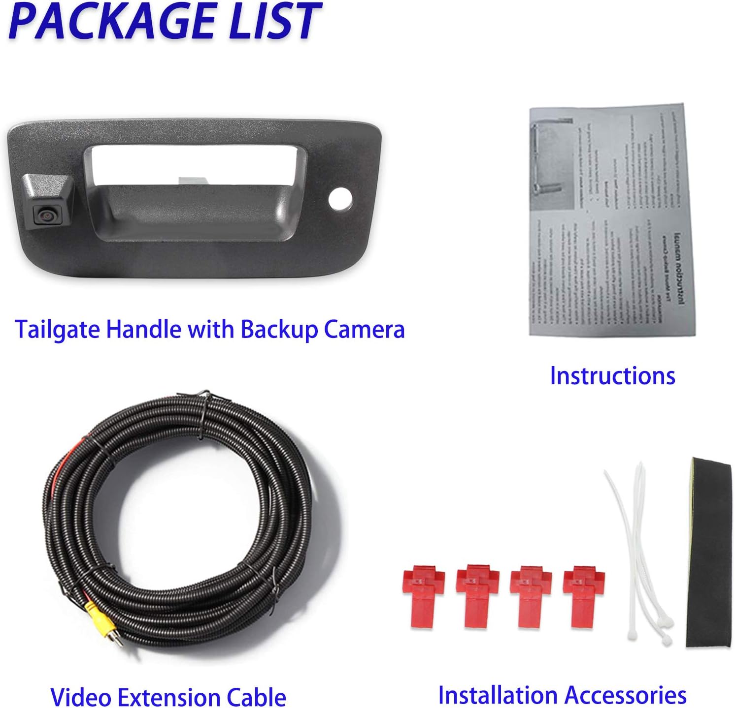 Tailgate Handle Backup Rear View Camera Black S3123