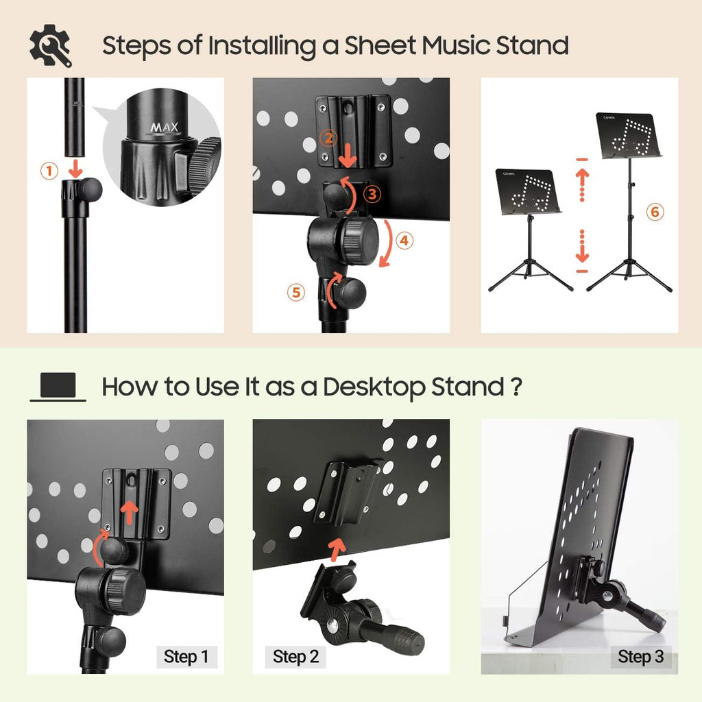 2 in 1 Foldable Sheet Music Stand with Carrying Bag M691