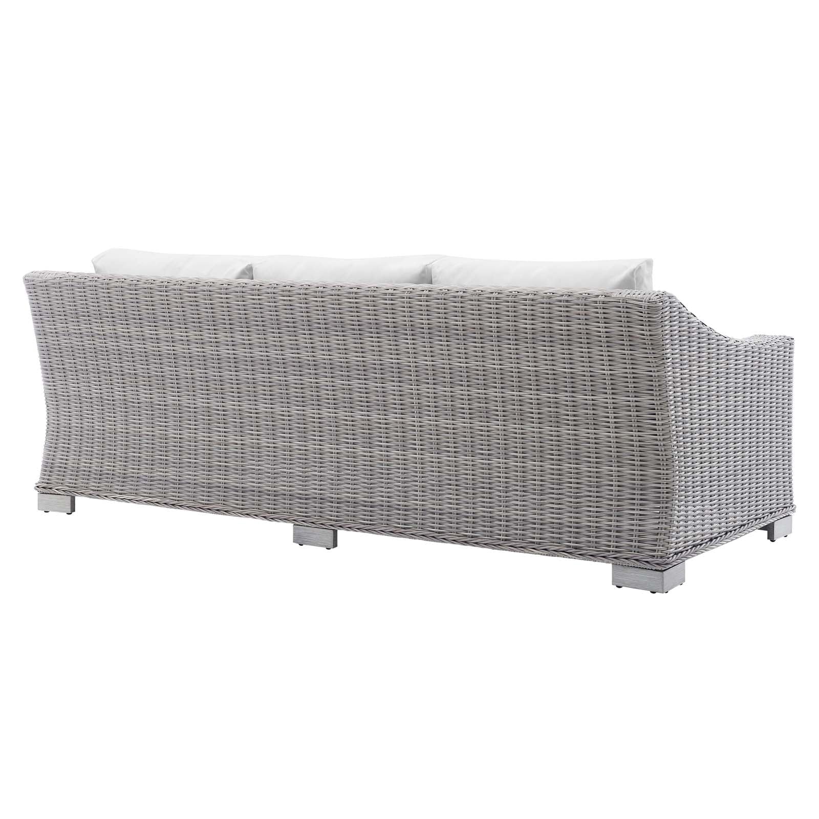 Light Gray White Wicker Rattan Patio Sofa V811065