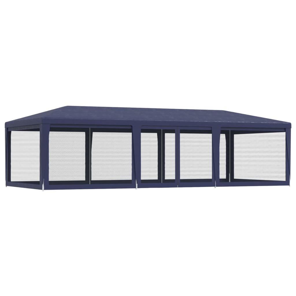 Party Tent with 8 Mesh Sidewalls Blue 29.5'x13.1' HDPE M6244