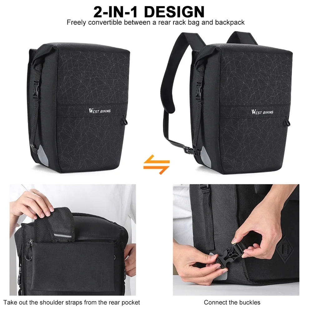 2 in 1 Waterproof Bike Luggage Bag Backpack Q29333