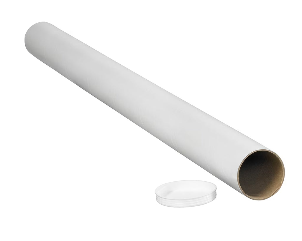 Mailing Tubes with Caps, 1-1/2x9, White, 50/CS N7859