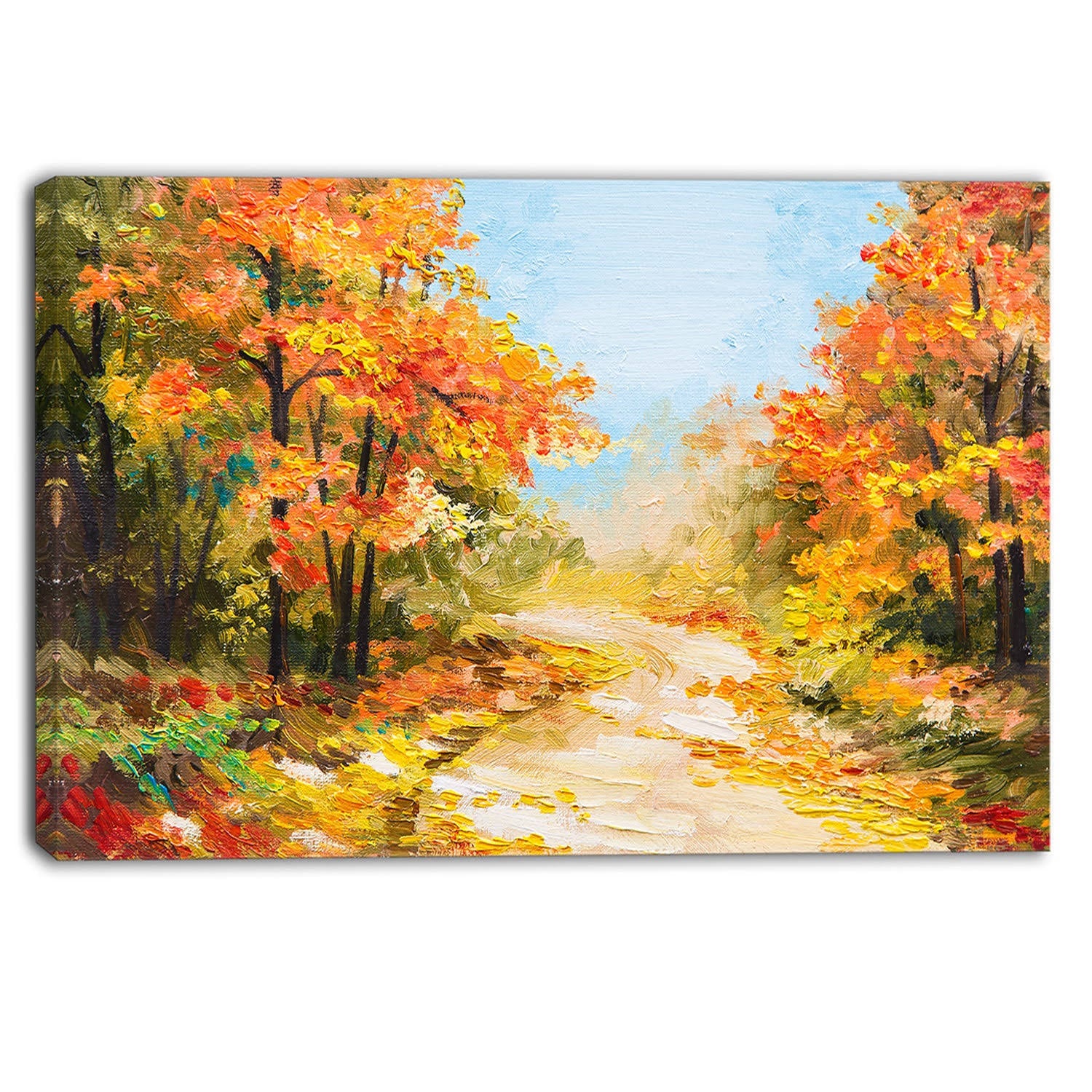 Path in Autumn Forest Landscape Canvas Artwork Print 40 in. Wide x 30 in. High C83928