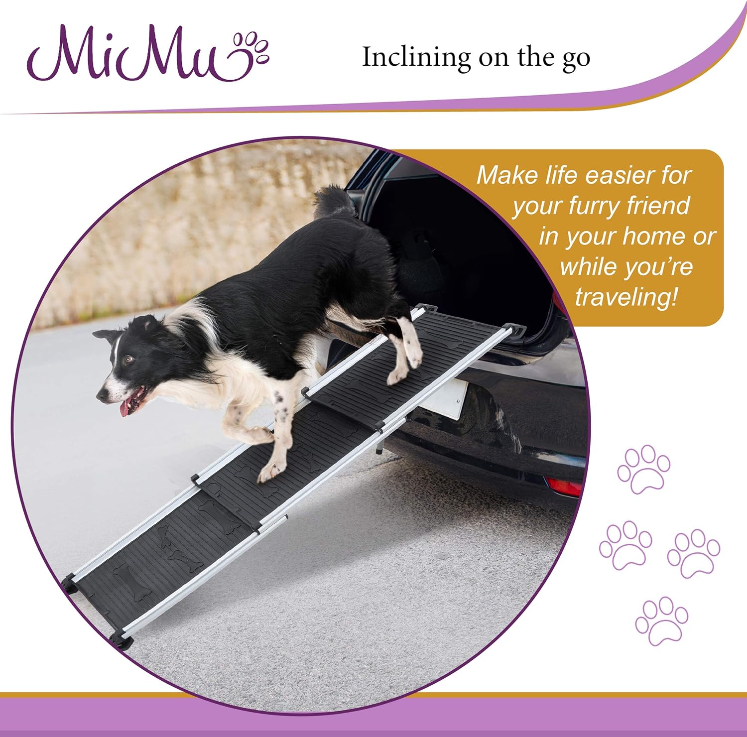 Collapsible Dog Ramp for Car with Gripped Traction X644