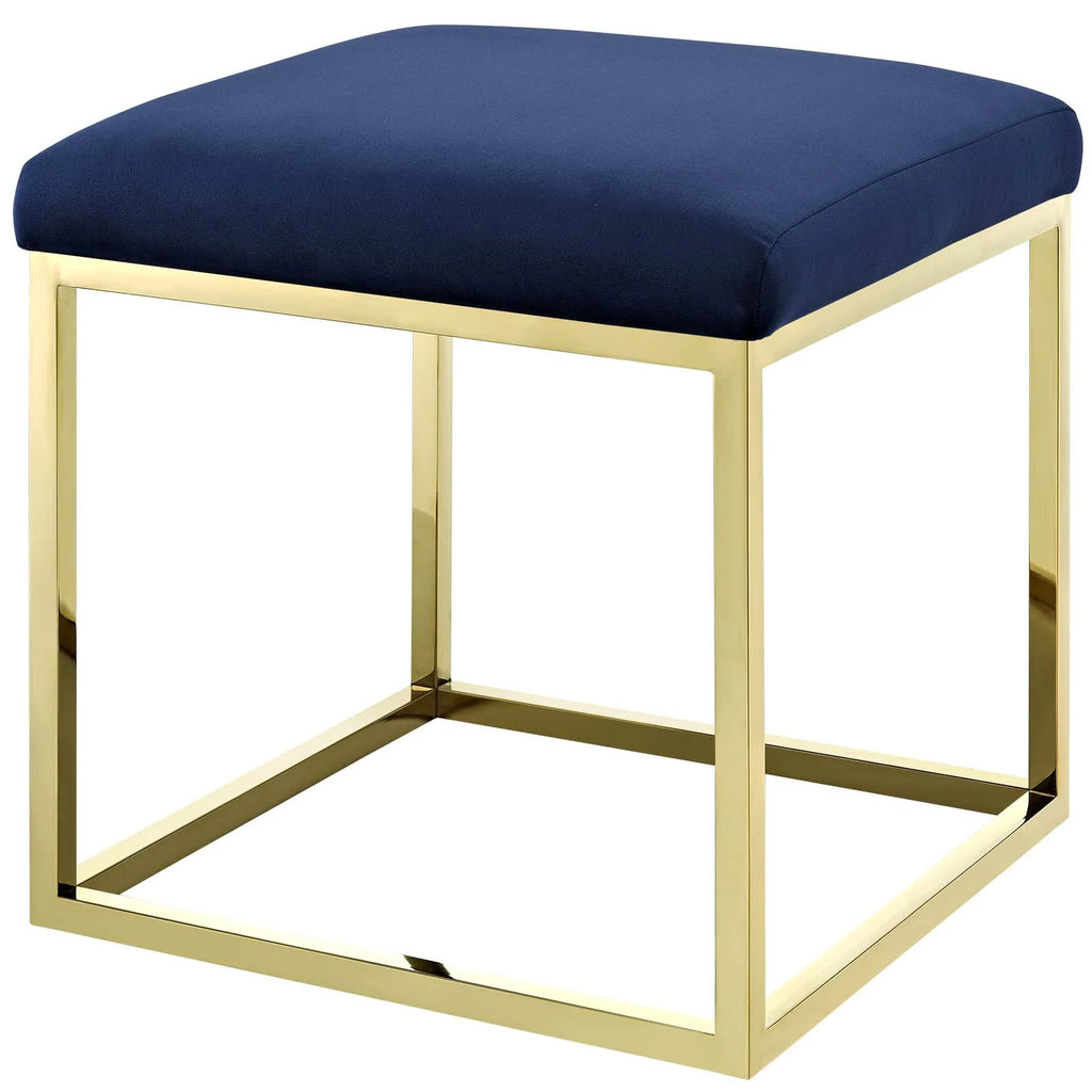 Gold Navy Velvet Accent Chair Ottoman B8473