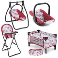 4 Piece Set Baby Doll Accessories with Doll Swing, High Chair, Pack N Play, Carrier for 18 inch Doll Q5518