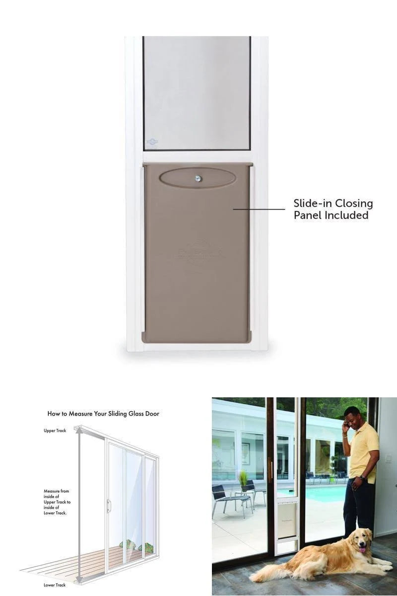 White Aluminum Frame Sliding Glass Pet Door Panel D1081