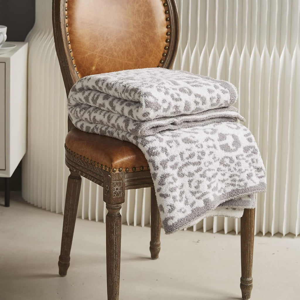 Leopard Cable Knitted Throw Blanket M4567