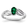 925 Sterling Silver Green Emerald Solitaire Engagement Ring Size 10 S81597