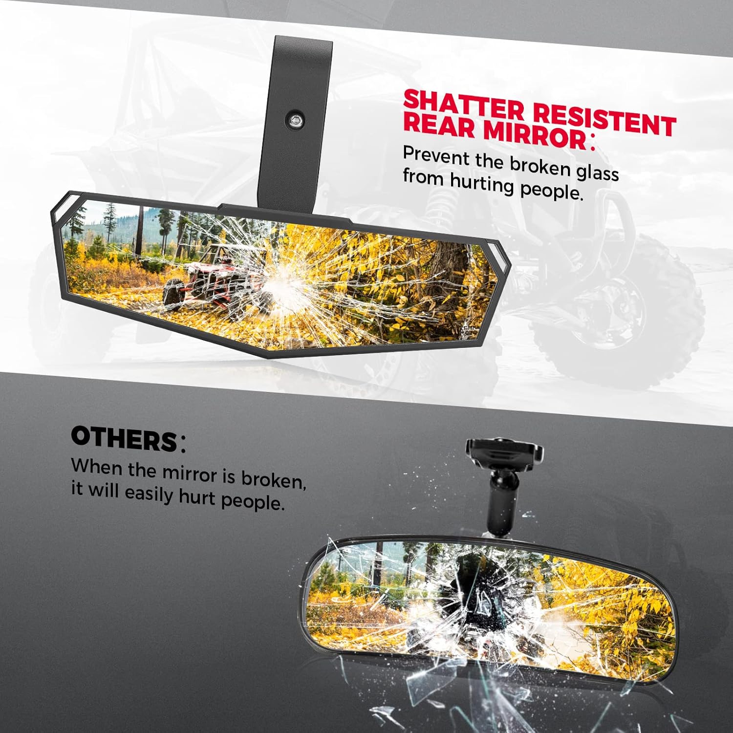 UTV Rear View Mirror with Convex Mirror T5305