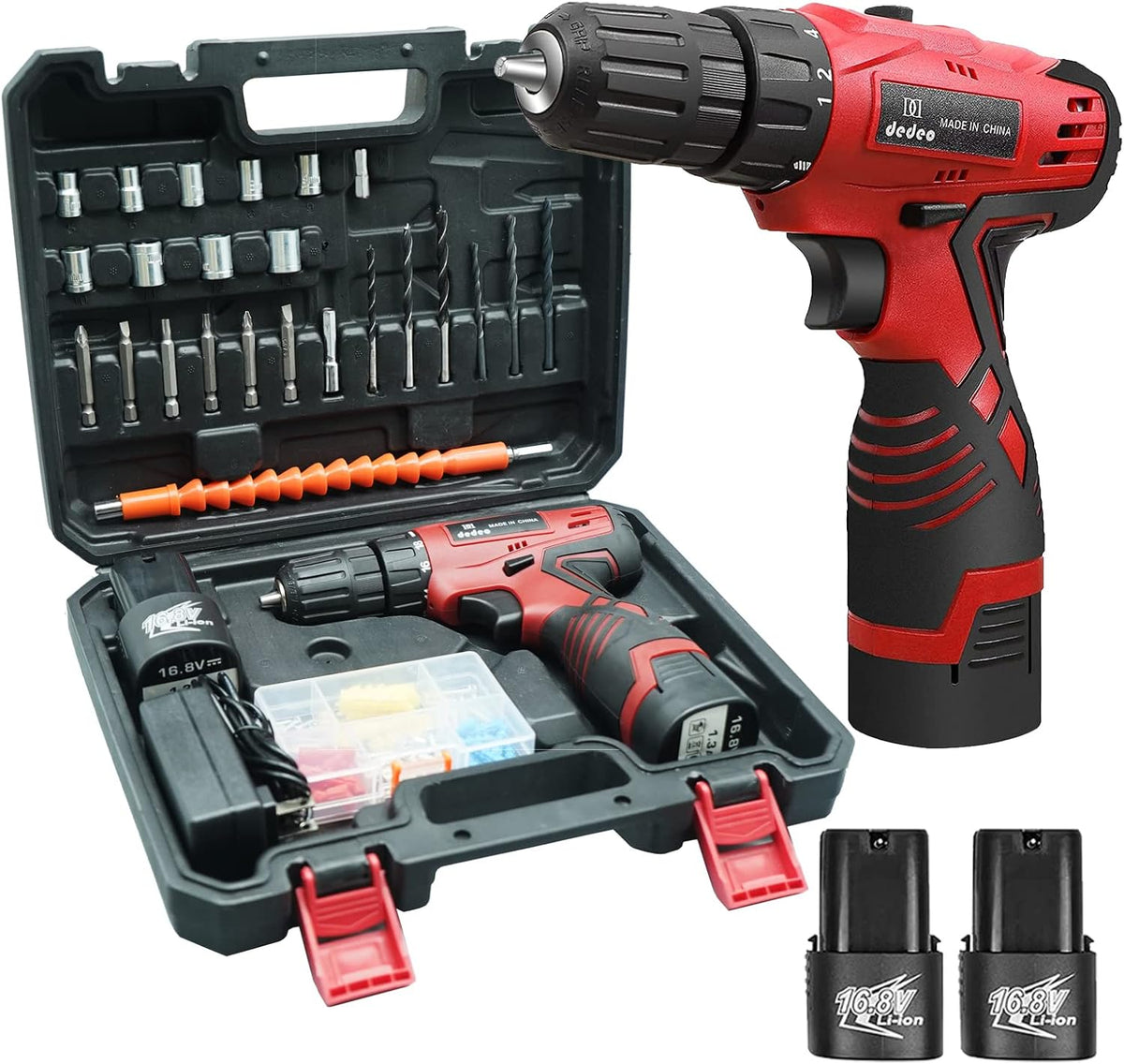 16.8V Cordless Hammer Drill Tool Kit with 2PCS Battery and Charger Q13898