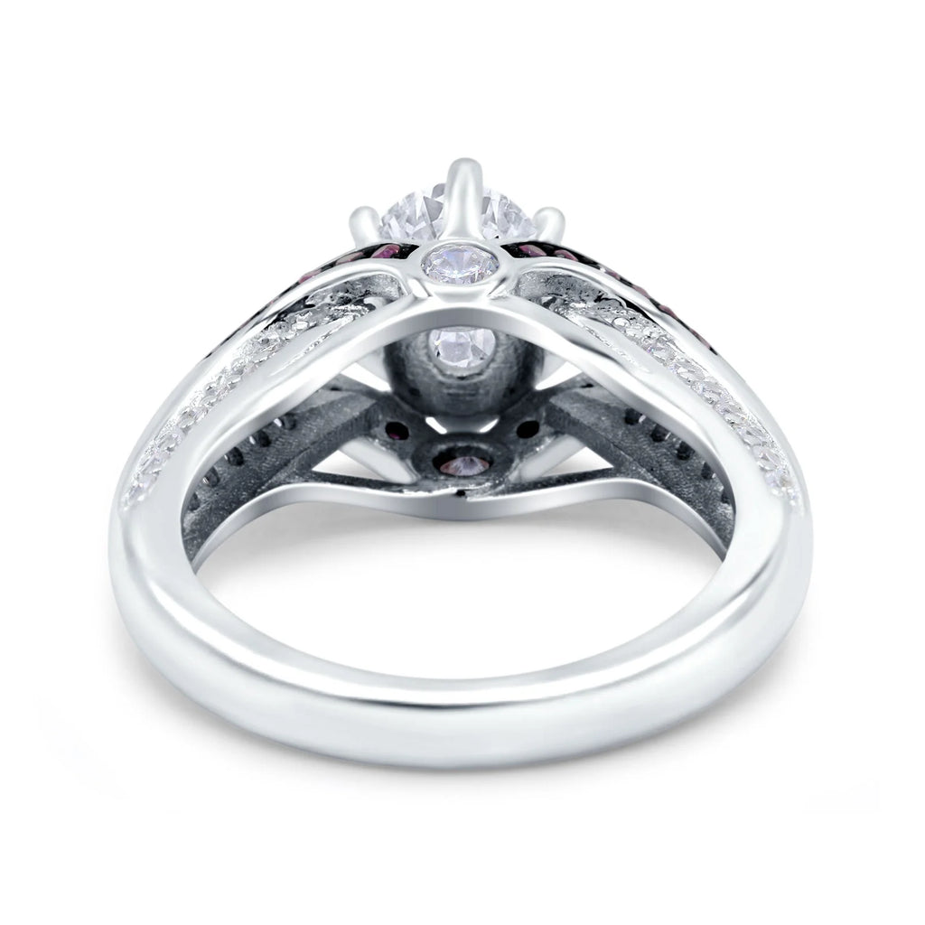 Split Shank Halo Oval Engagement Ring 925 Sterling Silver Y44106