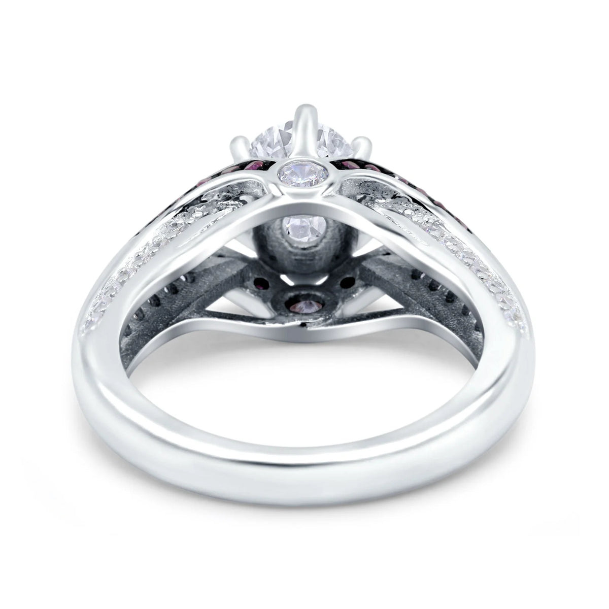 Split Shank Halo Oval Engagement Ring 925 Sterling Silver Y44106