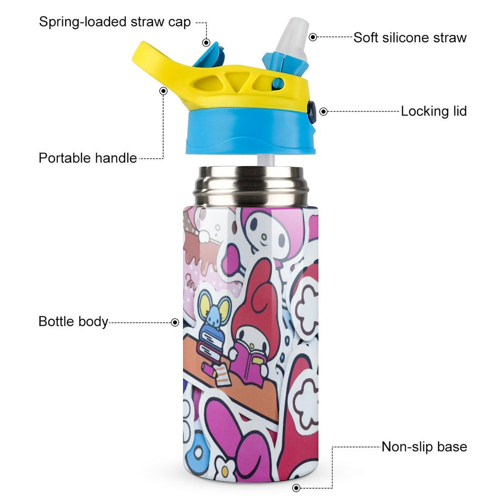 Stainless Steel Water Bottle with Straw P5537