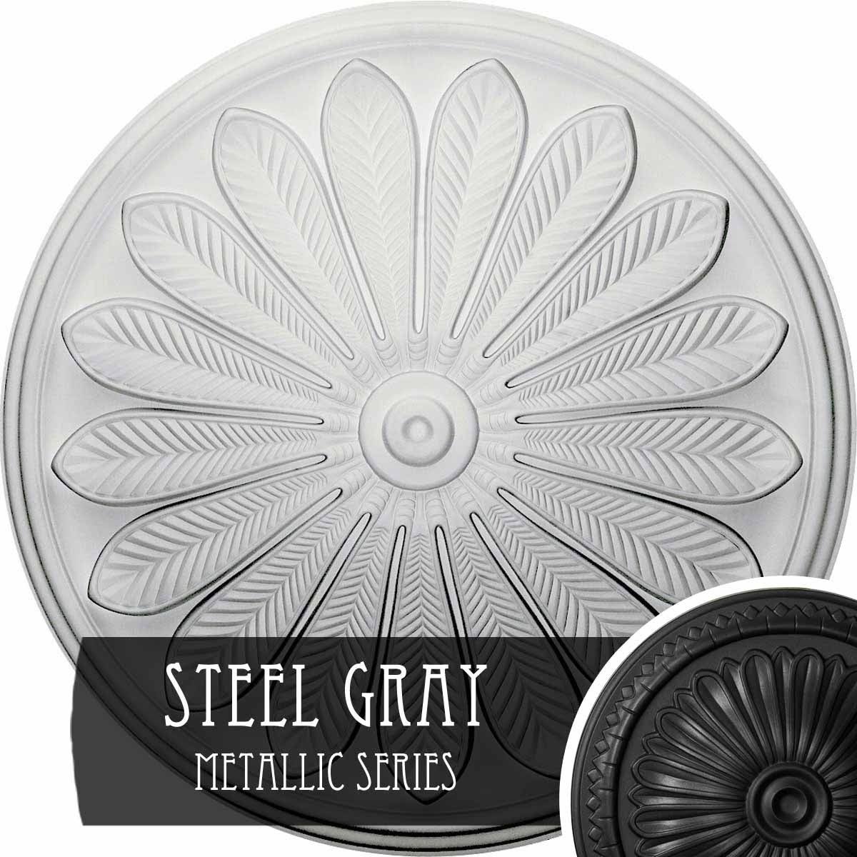 25 1/2 inchod x 5 1/2 inchp Brontes Ceiling Medallion, Hand-Painted Steel Gray J905219