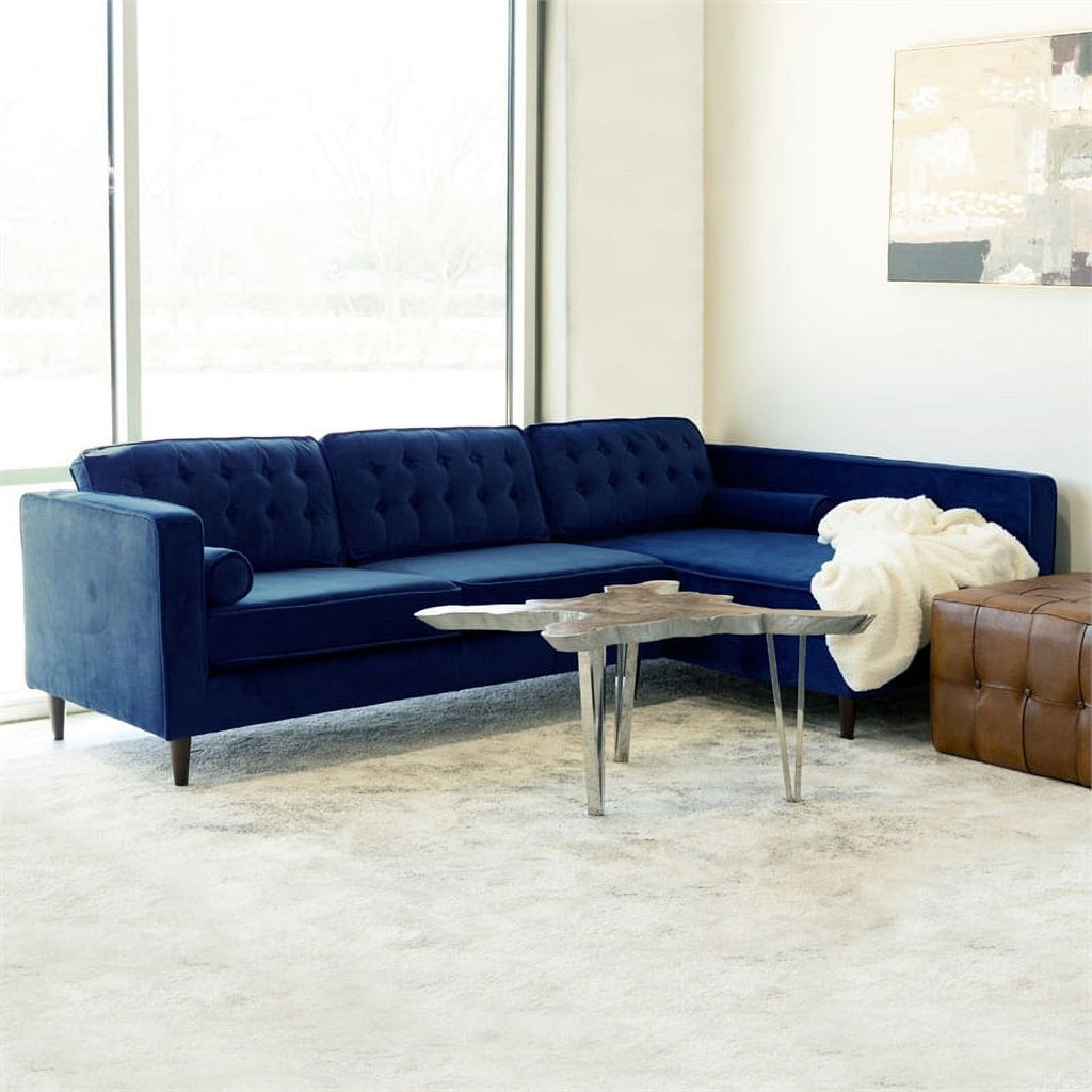 Blue Velvet L-Shaped Right-Facing Sectional E932