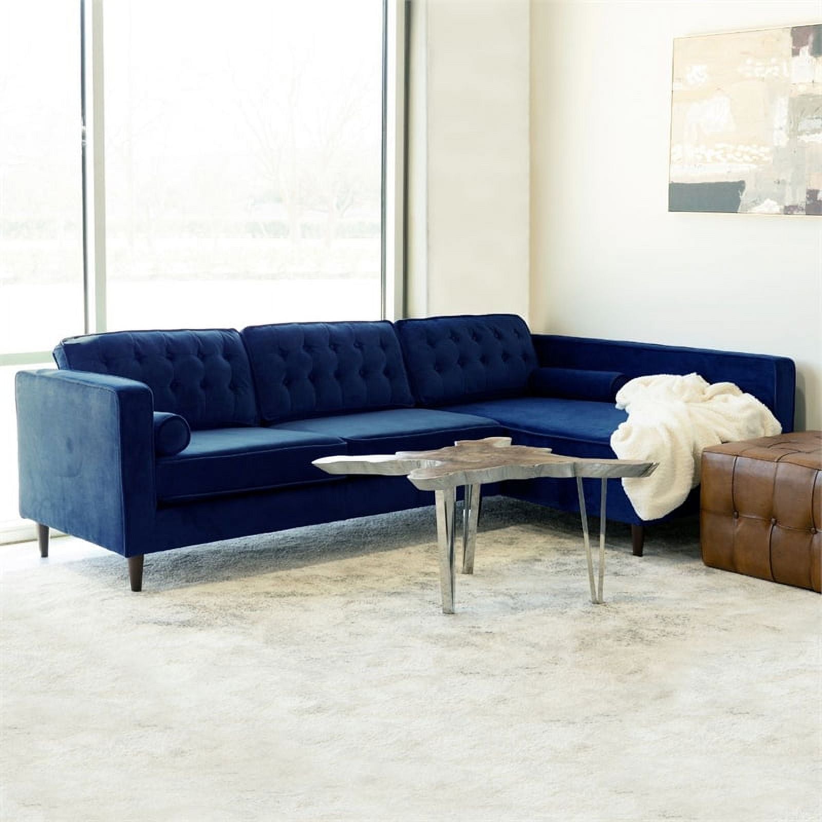 Blue Velvet L-Shaped Right-Facing Sectional E932