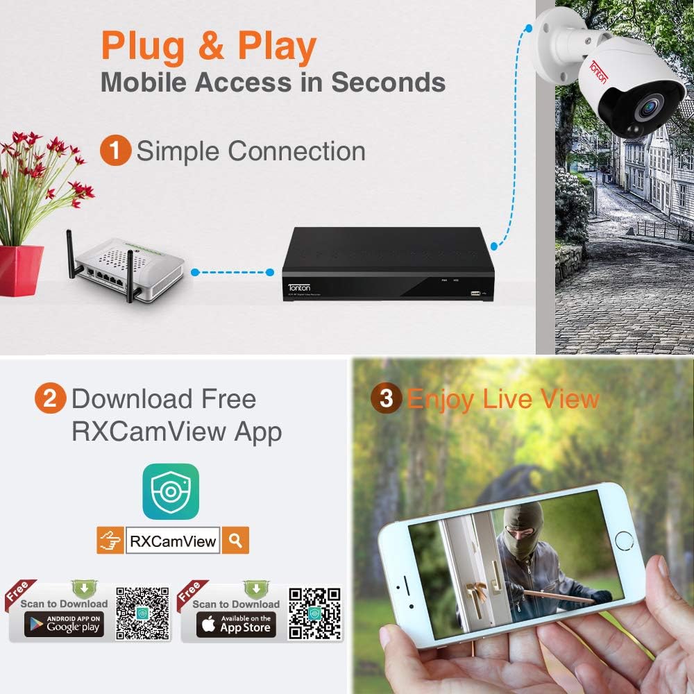 4K Ultra HD Security Camera System with 2TB HDD, 4PCS 4K 8MP Cameras T494157