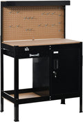 Multipurpose Workbench with Slide Drawer, Peg Board, Storage Cabinet P9079