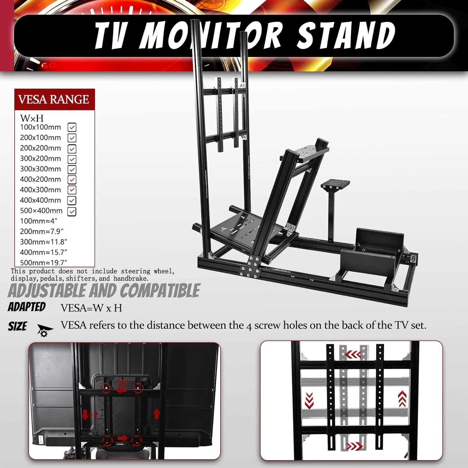 Racing Simulator Cockpit with Display Bracket W47568