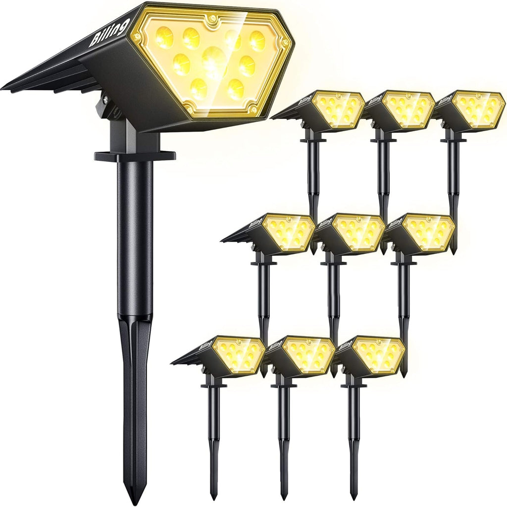 White 10 Pack Solar Spotlights Outdoor, IP67 Waterproof U3636