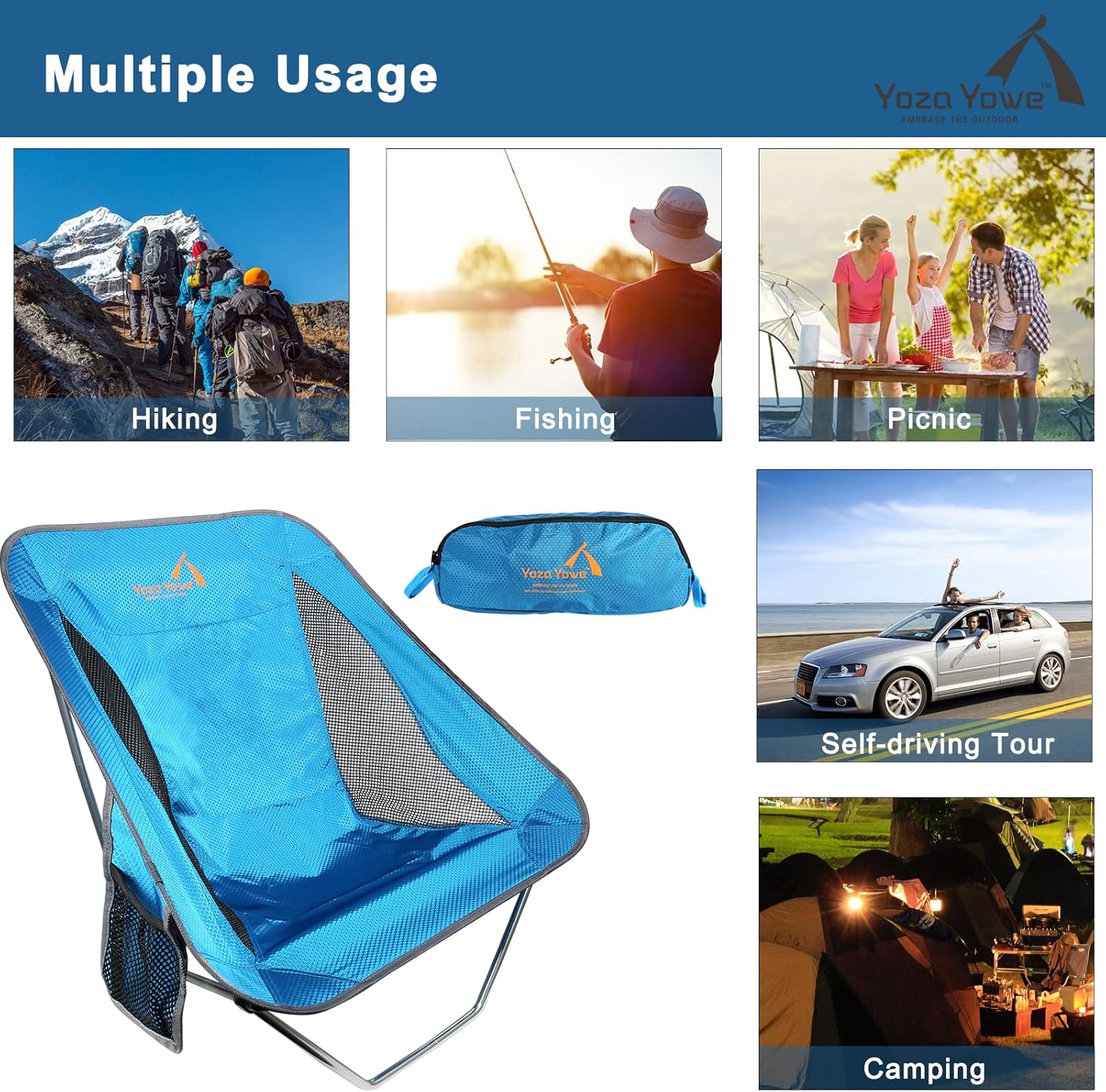 Compact Folding Camping Chair with Carry Bag P29417
