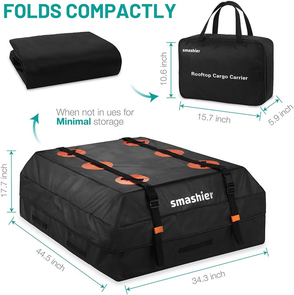 16 Cubic Feet Waterproof Nylon Roof Cargo Carrier Bag O72565