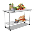 Stainless Steel Prep & Work Table 48 x 24 Inches with Caster and Adjustable Undershelf J863513