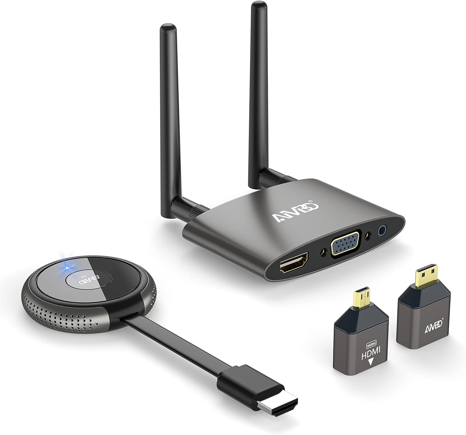 Wireless HDMI Transmitter and Receiver Kit 4K, 165FT/50M, 2.4/5GHz, HDMI VGA Video/Audio Dual Screen Transfer T5822