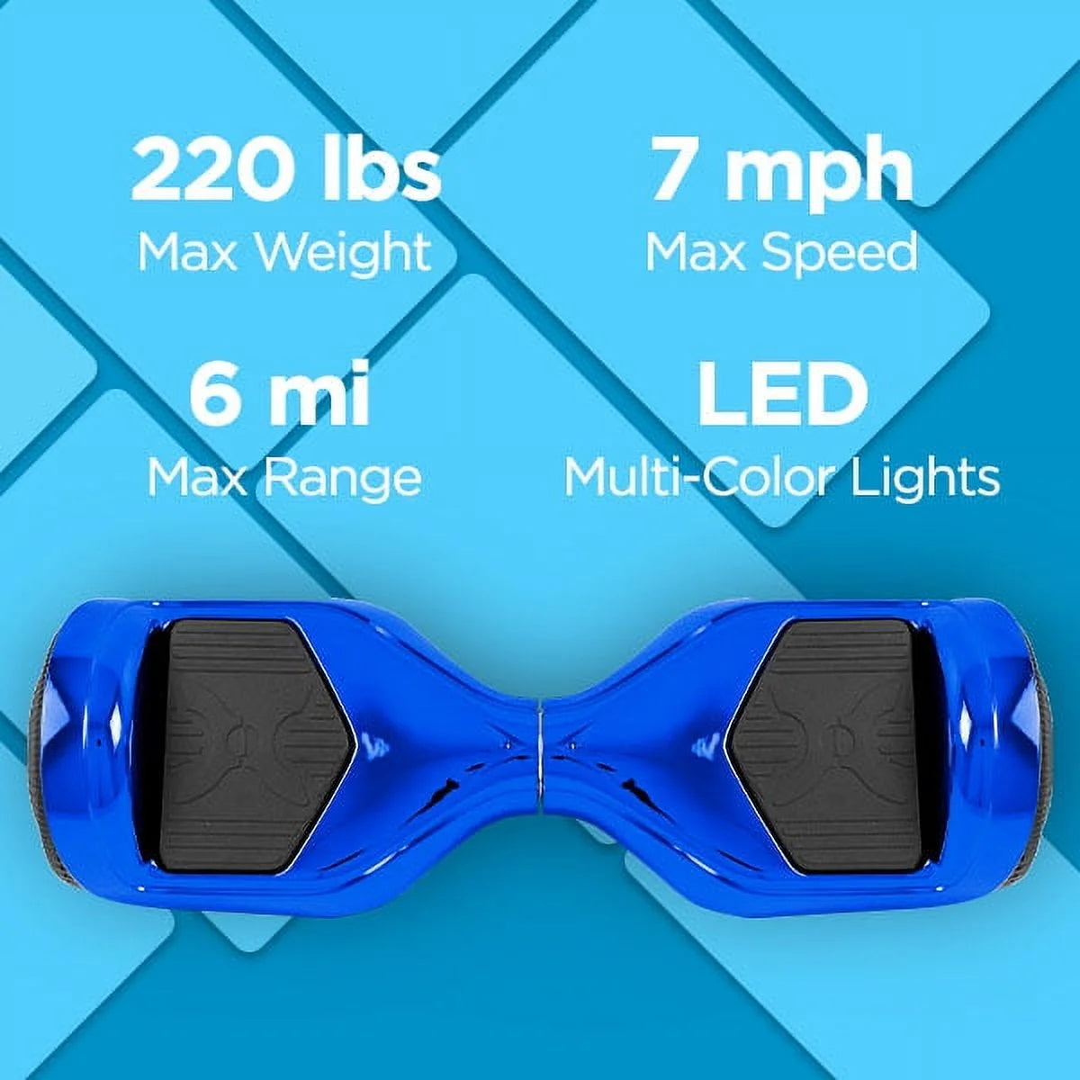 6.5 in LED Wheel Hoverboard, 220 lb Max Weight, Blue J3798