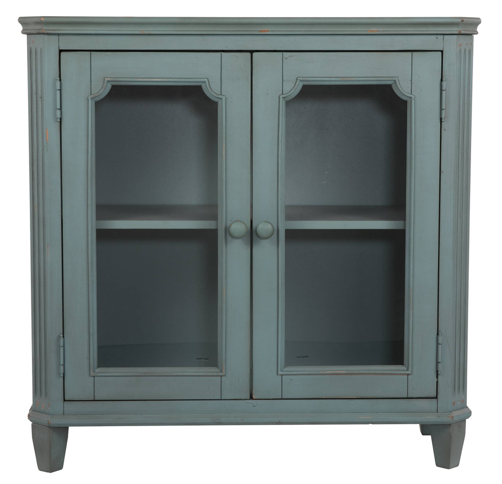 Antique Teal Door Accent Cabinet R903