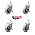 3” Swivel Thermoplastic Rubber Caster with Brake, Set of 4 T79657