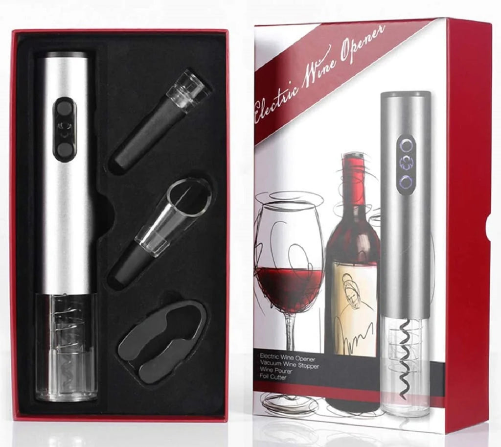 Electric Wine Opener with Foil Cutter, Vacuum Stopper and Wine Aerator Pourer S5802