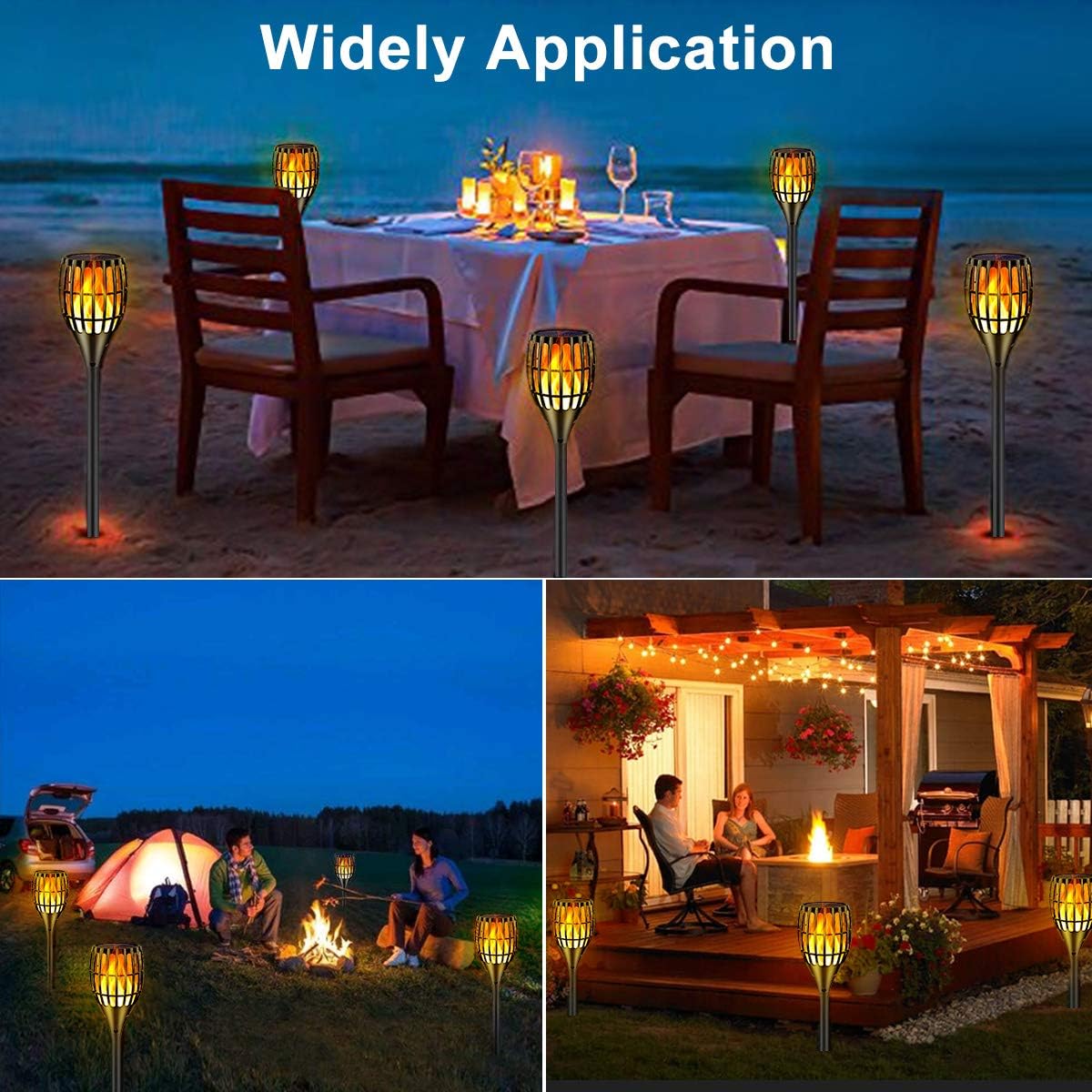 43 Flickering Flames Solar Torch Light, 4 Pack G9901