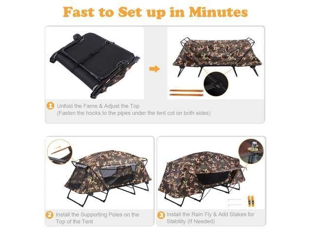 Folding Camping Tent Cot with Rain Fly B838