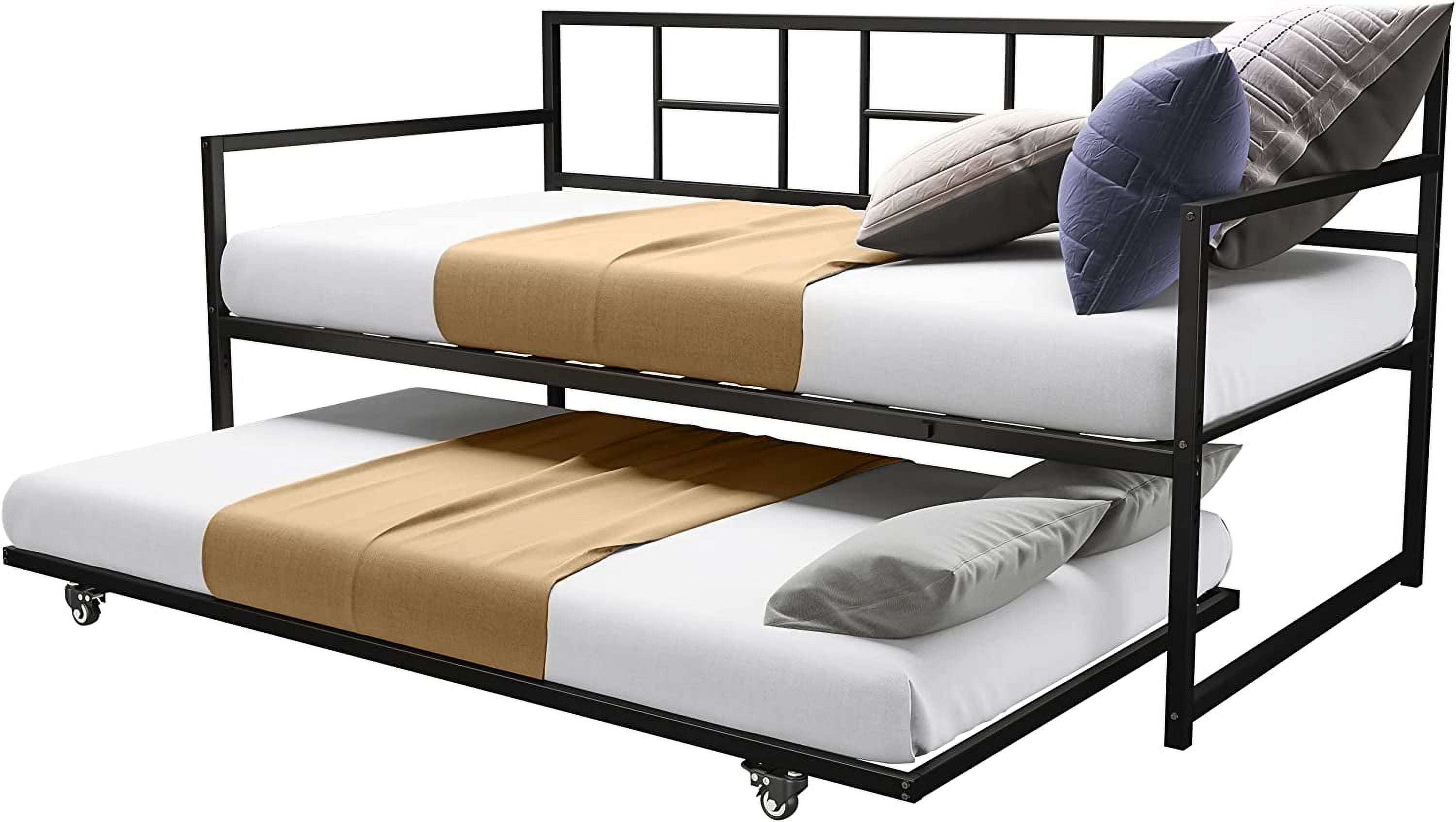 Black Twin Daybed with Pull Out Trundle Sofa Bed G982933