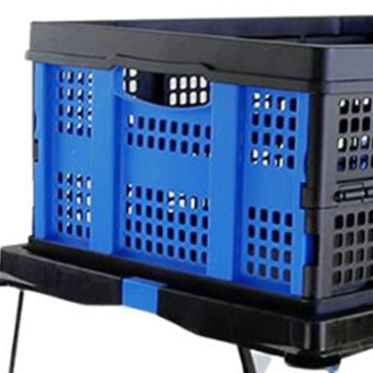 2-Tier Folding Utility Cart with Collapsible Crate D659718