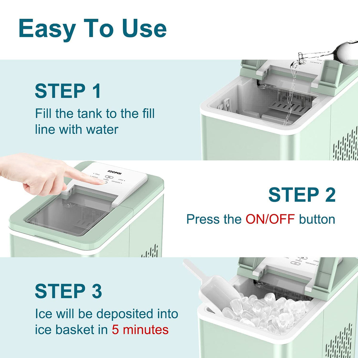 Countertop Ice Maker Machine, 26LBS in 24 Hours, Self-Clean 1.8L Portable Ice Maker with Ice Scoop and Basket C88580