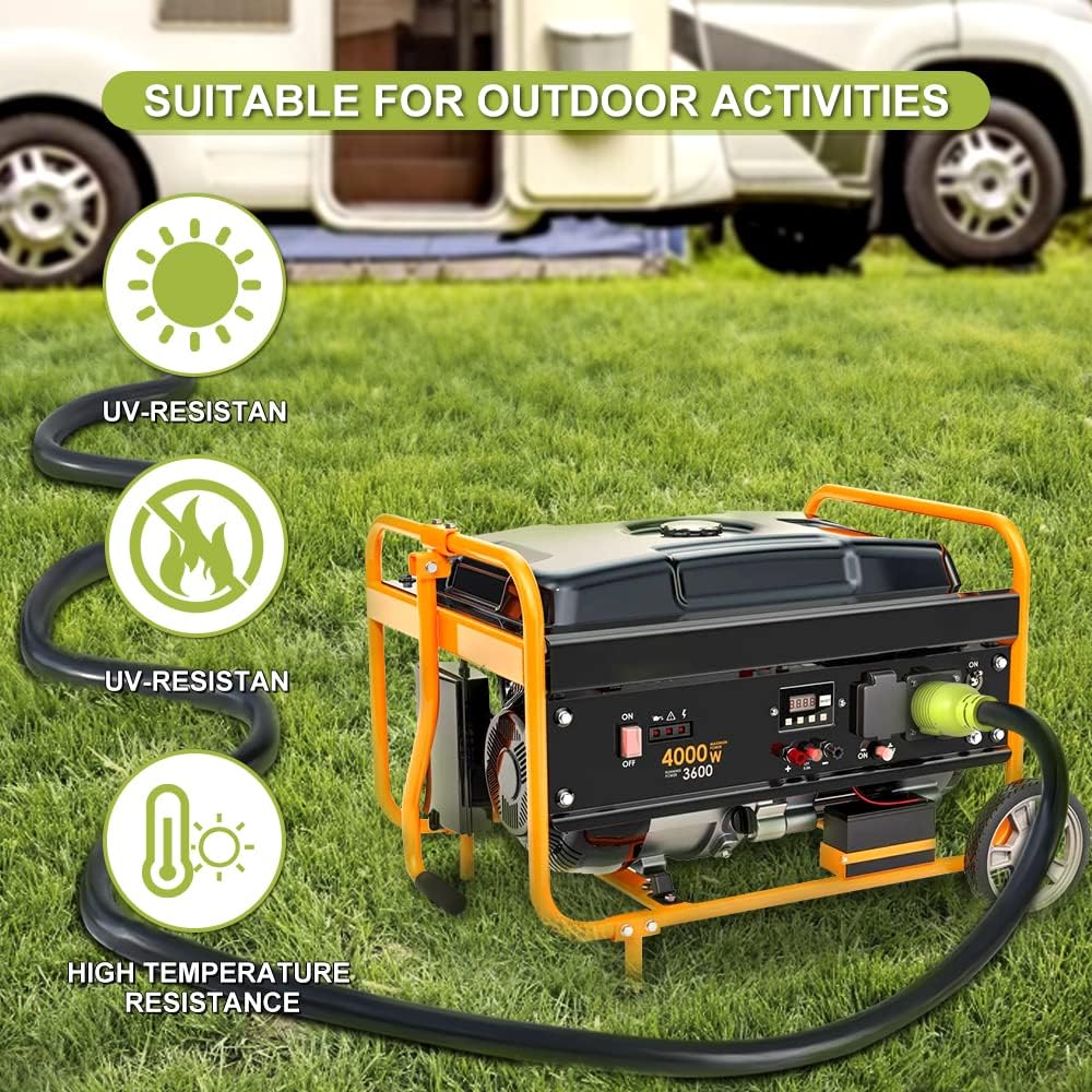 4 Prong 30 Amp Generator Extension Cord, NEMA L14-30P/L14-30R, 10 Gauge SJTW, Twist Lock Plug, 125/250V, 7500W (40FT) D397