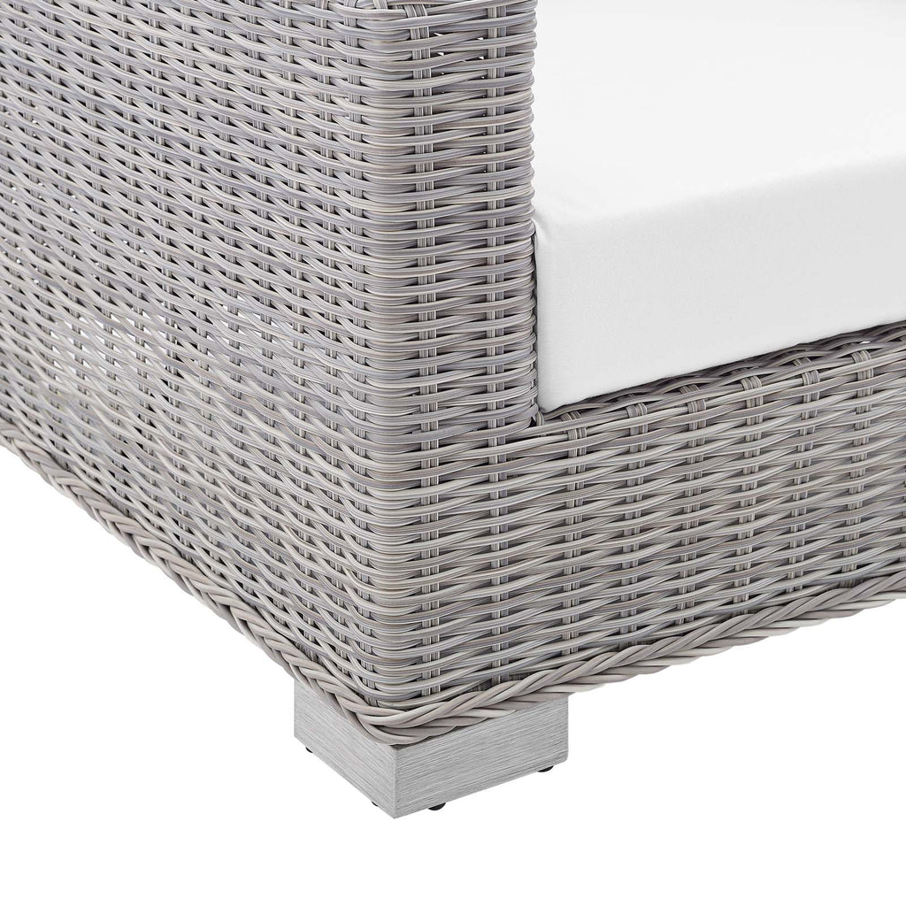 Light Gray White Wicker Rattan Patio Sofa V811065