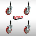 4x22 Red Polyurethane Swivel Caster Set of 4 Q387
