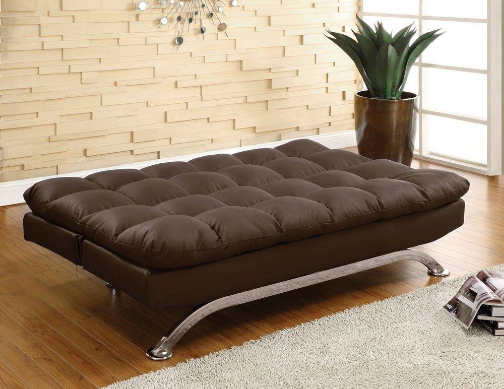 Dark Brown Faux Leather Sleeper Sofa Bed R69186