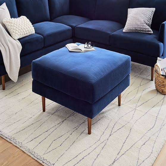 Distressed Velvet Ottoman X954974