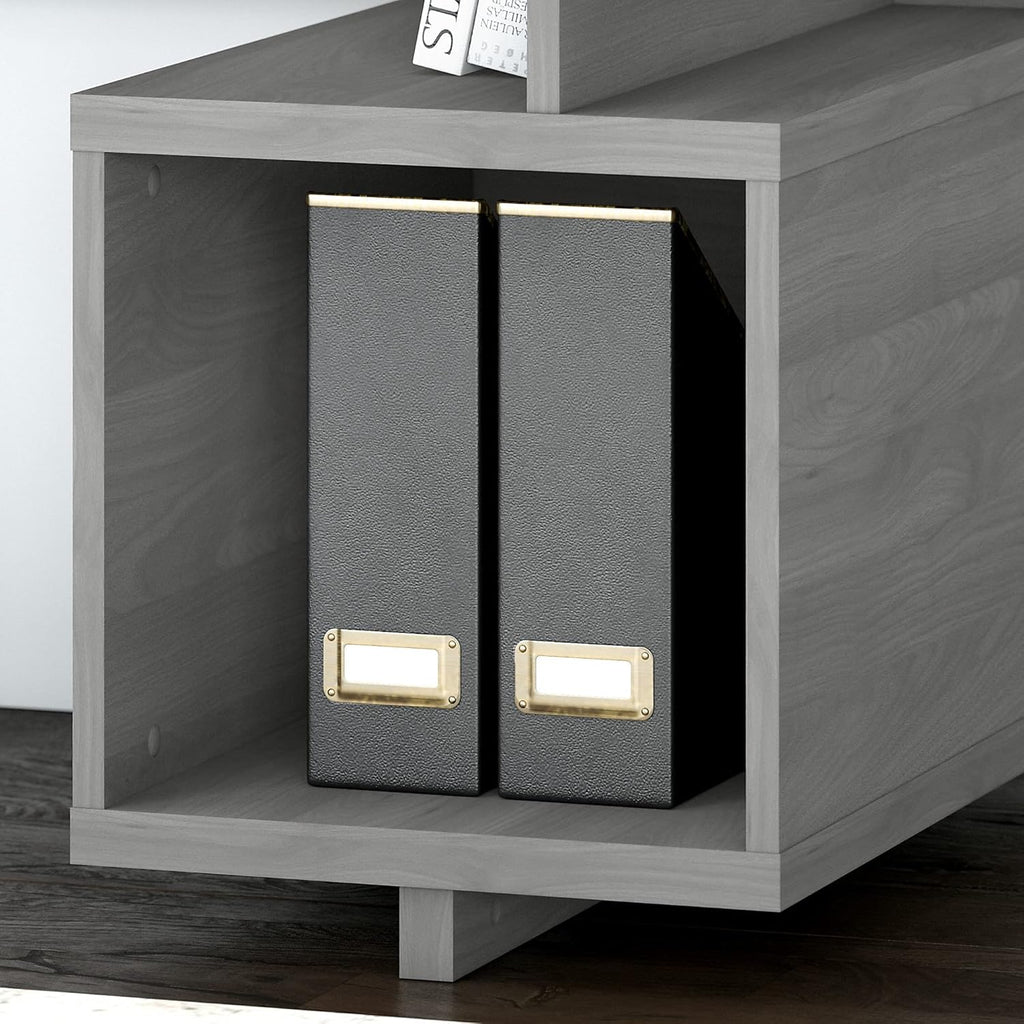 Modern Gray Writing Desk with Lateral File Cabinet Q727