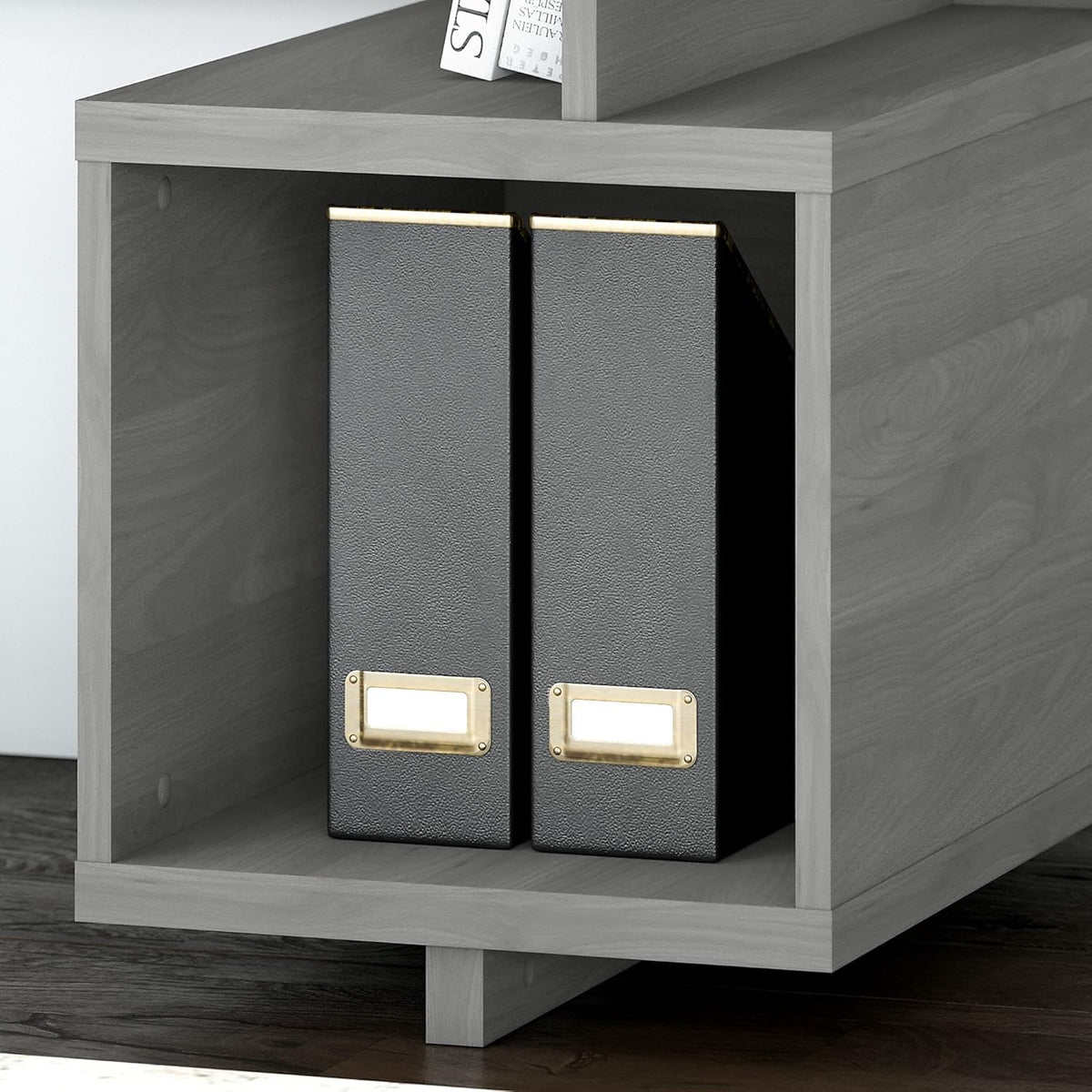 Modern Gray Writing Desk with Lateral File Cabinet Q727