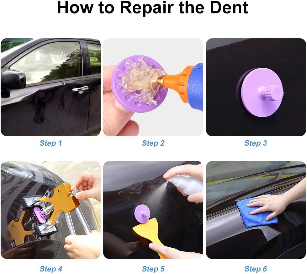 53pcs Dent Puller Paintless Dent Repair Tools Kit with Golden Dent Lifter Glue Sticks Tabs Slide Hammer L371953